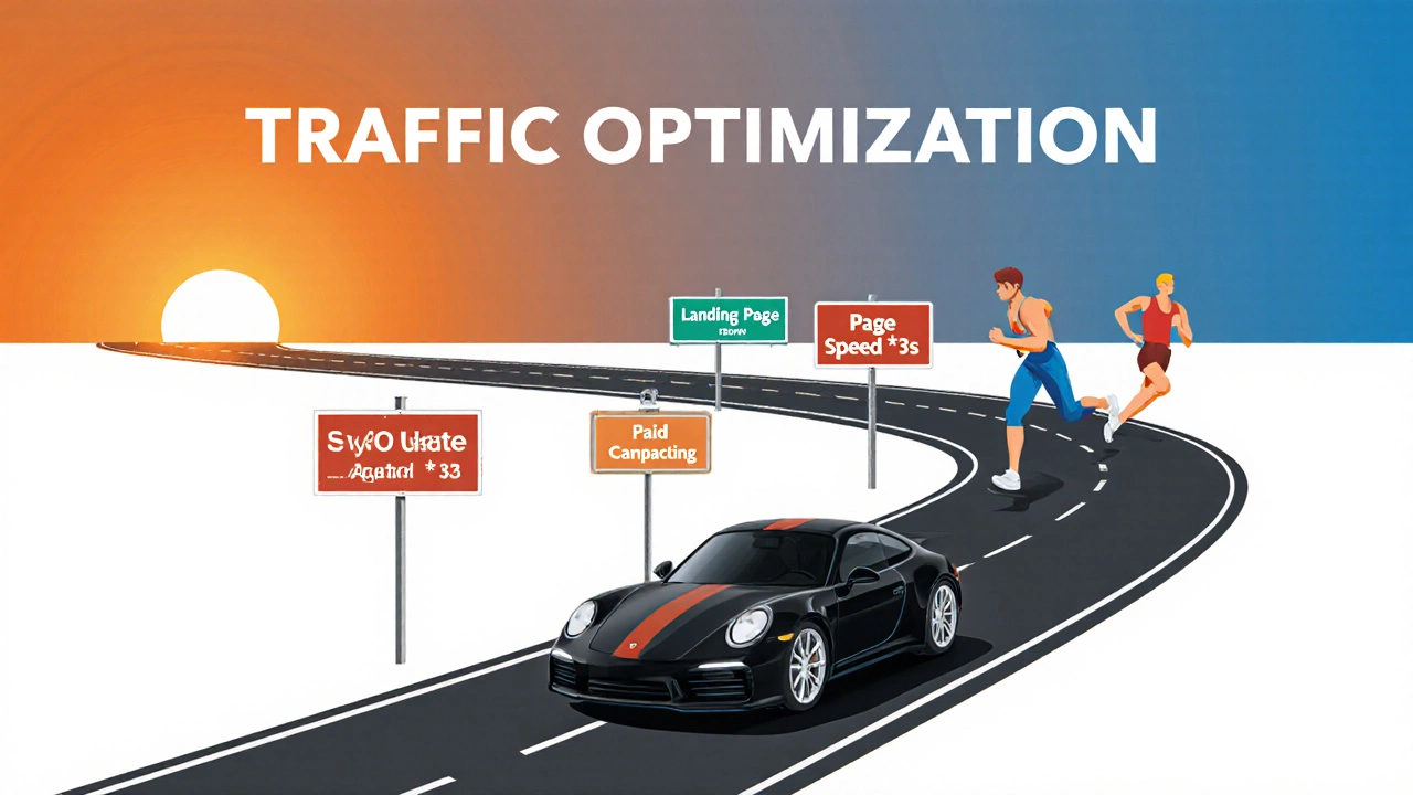 Дорожная карта оптимизации трафика с указателями и символами разных каналов.