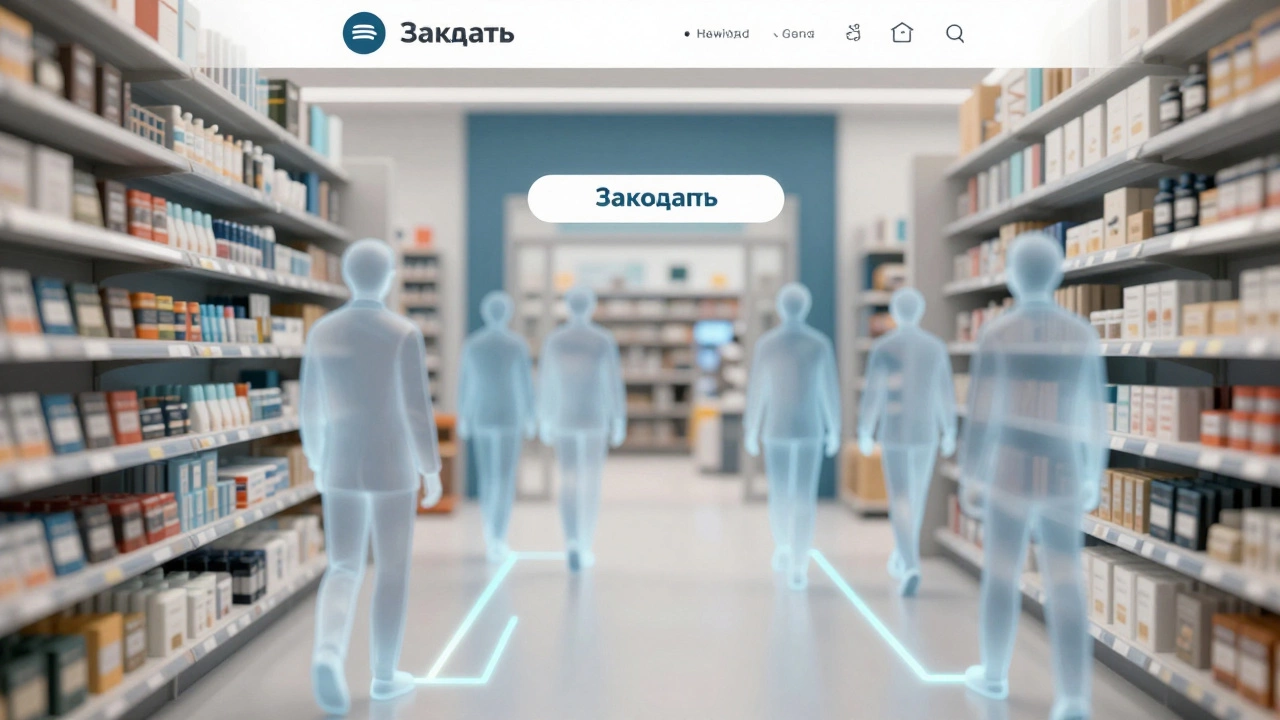 Цифровой магазин с посетителями, которые останавливаются у отсутствующей кнопки заказа.