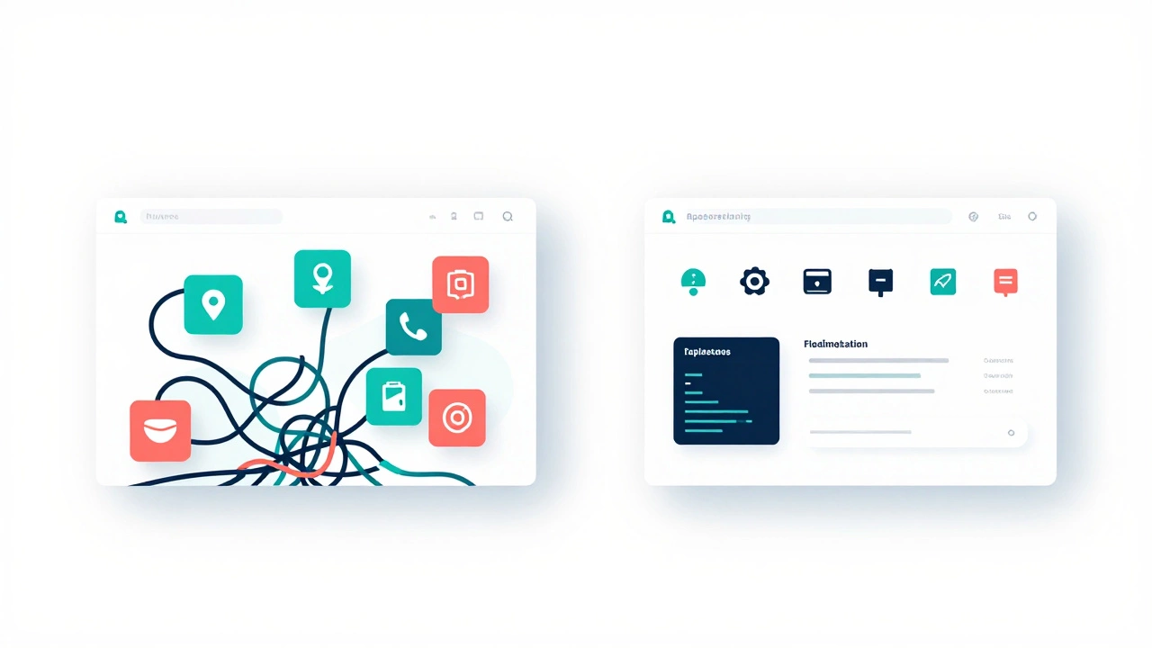 Сравнение медленного и быстрого сайта: слева — перегруженная страница, справа — оптимизированная.