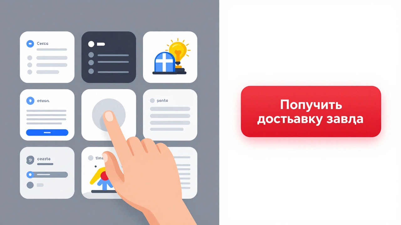 Сравнение загроможденного сайта и чистого с одной большой кнопкой на экране телефона.