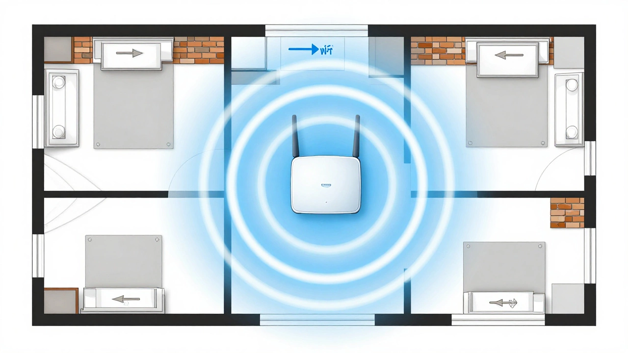 Схема квартиры с визуализацией зон покрытия Wi-Fi сигнала