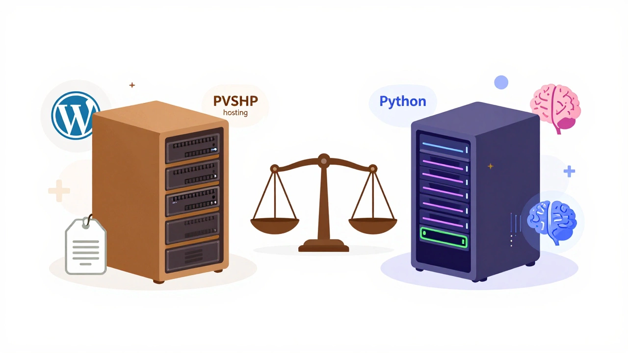 Сравнение серверных технологий PHP и Python для малого бизнеса в виде визуальной метафоры
